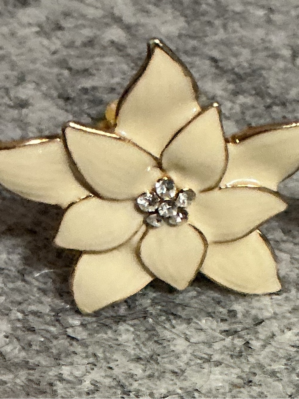 Eisenberg Ice Floral Petal clip Earrings with Rhinestone Center - Picture 5 of 5